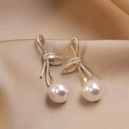 Elegant White Pearl Drop Earrings