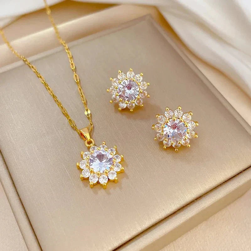 Colorful Floral Necklace and Earring Set