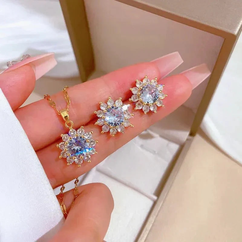 Beautiful Floral Sunflower Jewelry Set