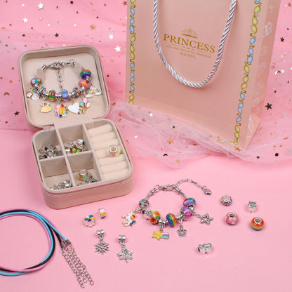 Fun Bead Jewelry Making Kit For Kids With Sparkly Gems - Luxicro