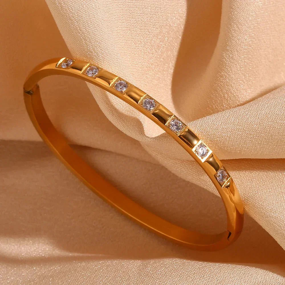 Elegant Gold Sparkle Bangle Bracelet