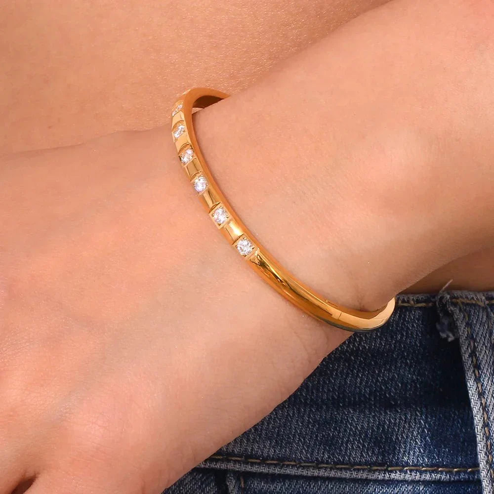 Elegant Gold Sparkle Bangle Bracelet