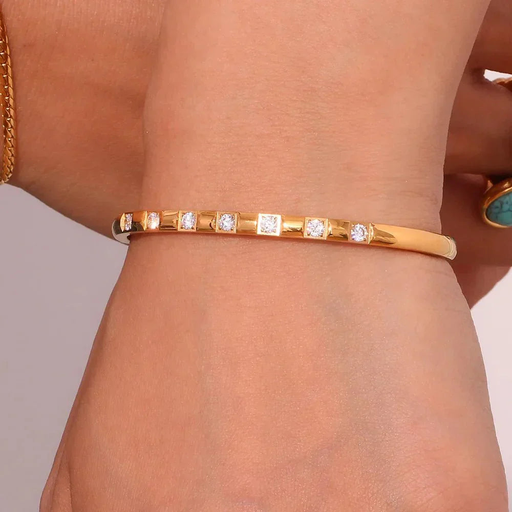 Elegant Gold Sparkle Bangle Bracelet