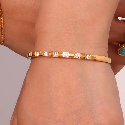Elegant Gold Sparkle Bangle Bracelet