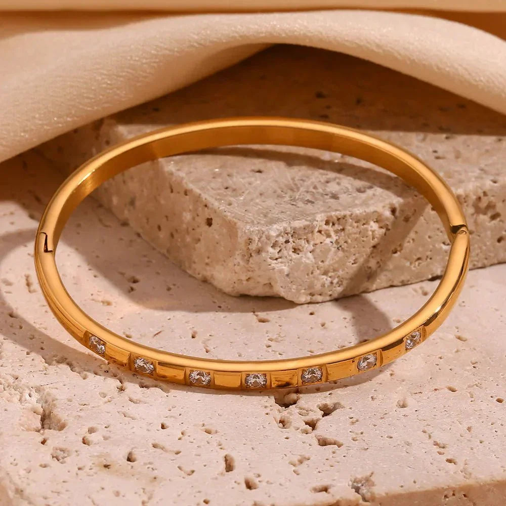 Elegant Gold Sparkle Bangle Bracelet