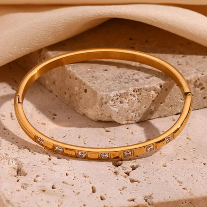Elegant Gold Sparkle Bangle Bracelet