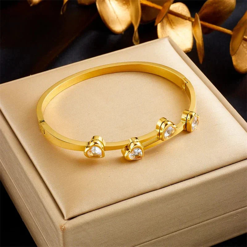 Sparkling Crystal Love Bangle Bracelet - Luxicro