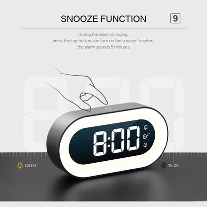 Compact Digital Alarm Clock with LED Night Light