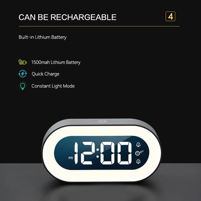 Compact Digital Alarm Clock with LED Night Light