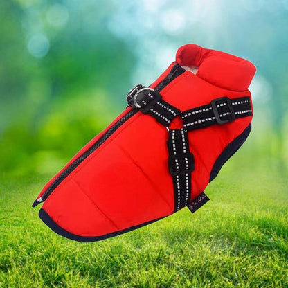 Warm Insulated Dog Coat with Reflective Safety Harness - Luxicro