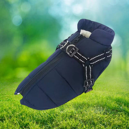 Warm Insulated Dog Coat with Reflective Safety Harness