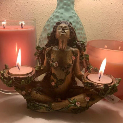 Rustic Wooden Candle Holder Home Decor Accent