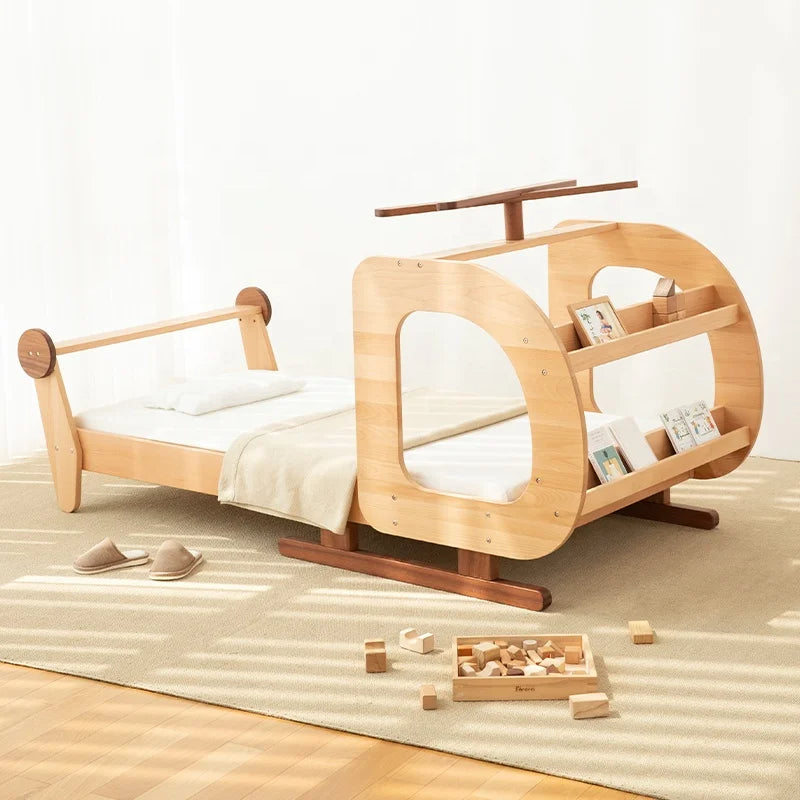 Cool Plane Shaped Wooden Children's Storage Bed - Luxicro