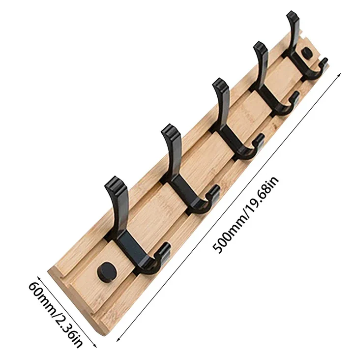 Space-Saving Wooden Entryway Coat Hook Rack