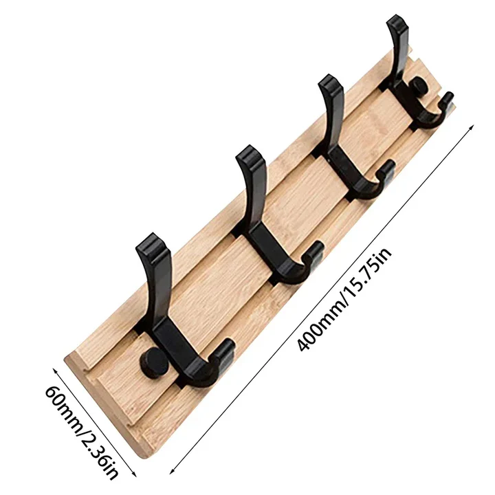 Space-Saving Wooden Entryway Coat Hook Rack