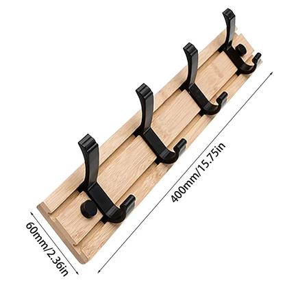 Space-Saving Wooden Entryway Coat Hook Rack