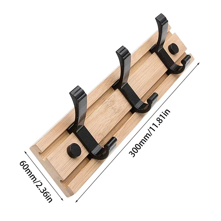 Space-Saving Wooden Entryway Coat Hook Rack