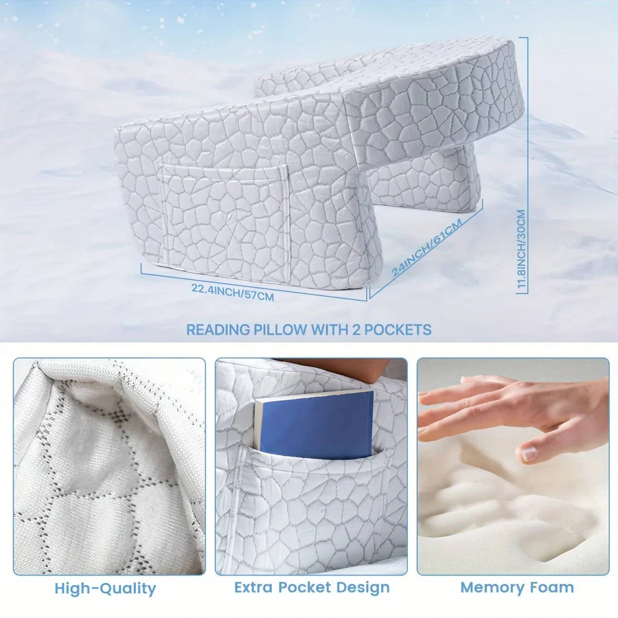 Plush Bed Rest Pillow with Memory Foam and Removable Cover