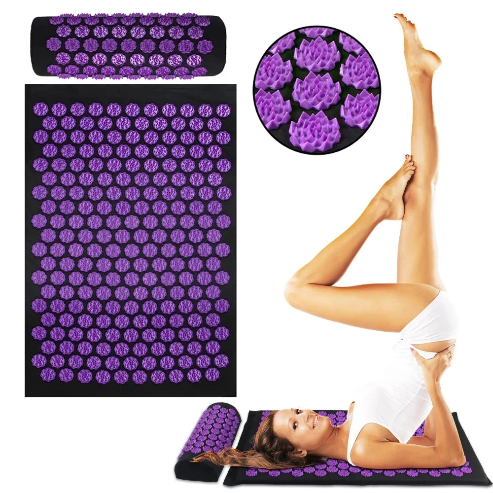Therapeutic Foam Massage Mat with Neck Pillow for Back Pain - Luxicro