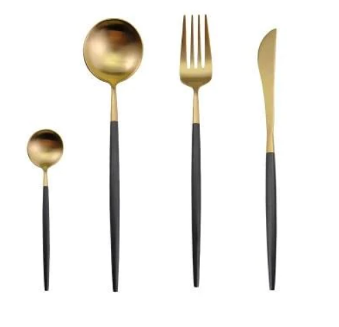 Luxury 24 Piece Gold Tone Silverware Set