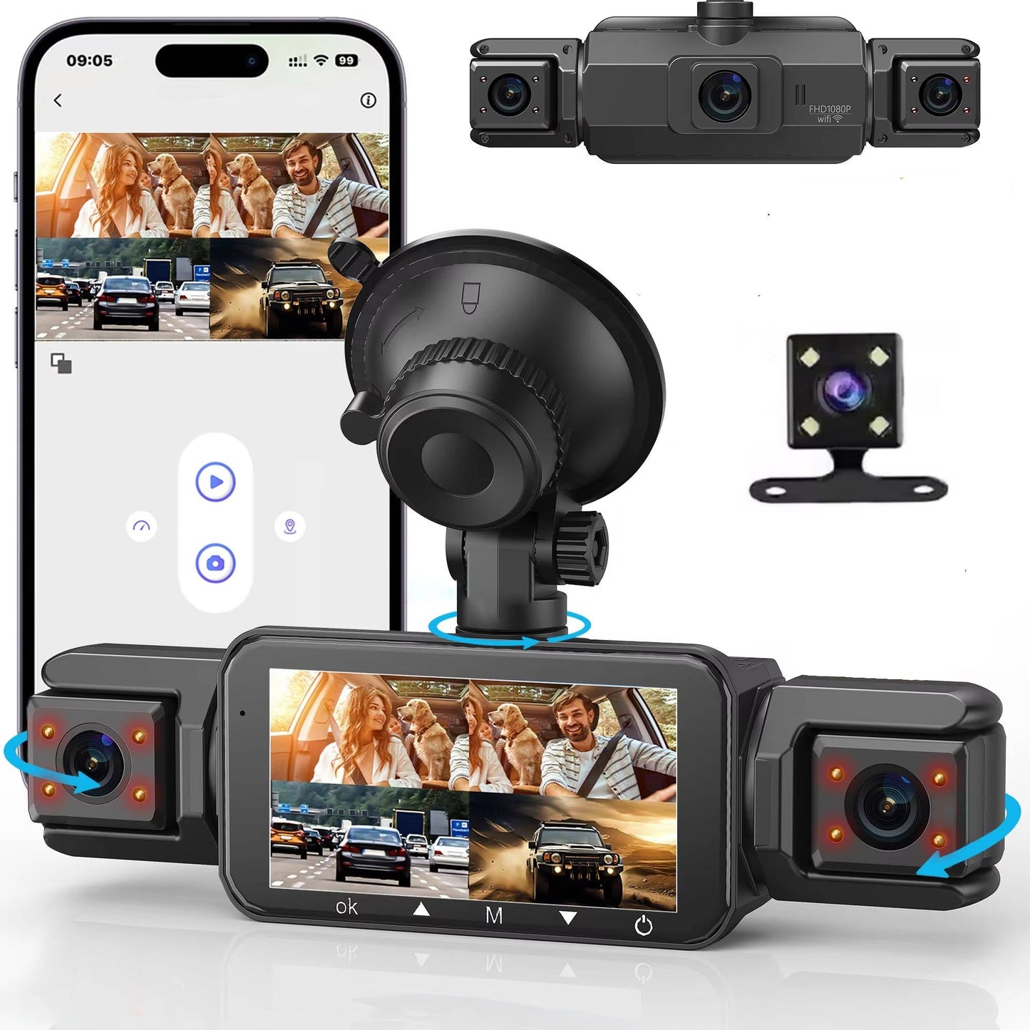 HD Dual Car Camera with Night Vision and Rear View - Luxicro