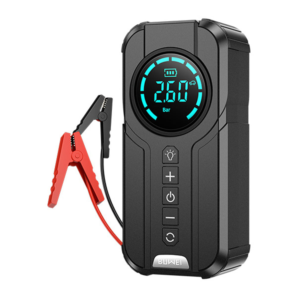 Compact Car Battery Booster with Air Pump and LED Light - Luxicro