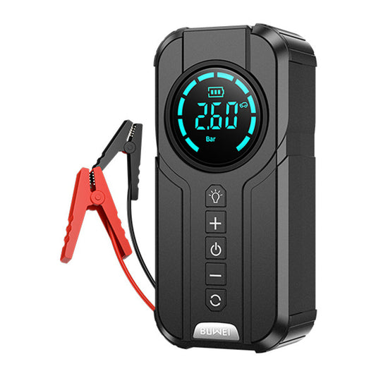 Compact Car Battery Booster with Air Pump and LED Light - Luxicro