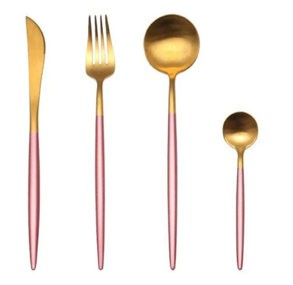 Luxury 24 Piece Gold Tone Silverware Set