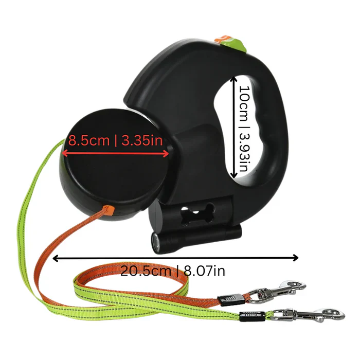 Pet Safe Dual Dog Leash with LED Flashlight & Rotating Clip