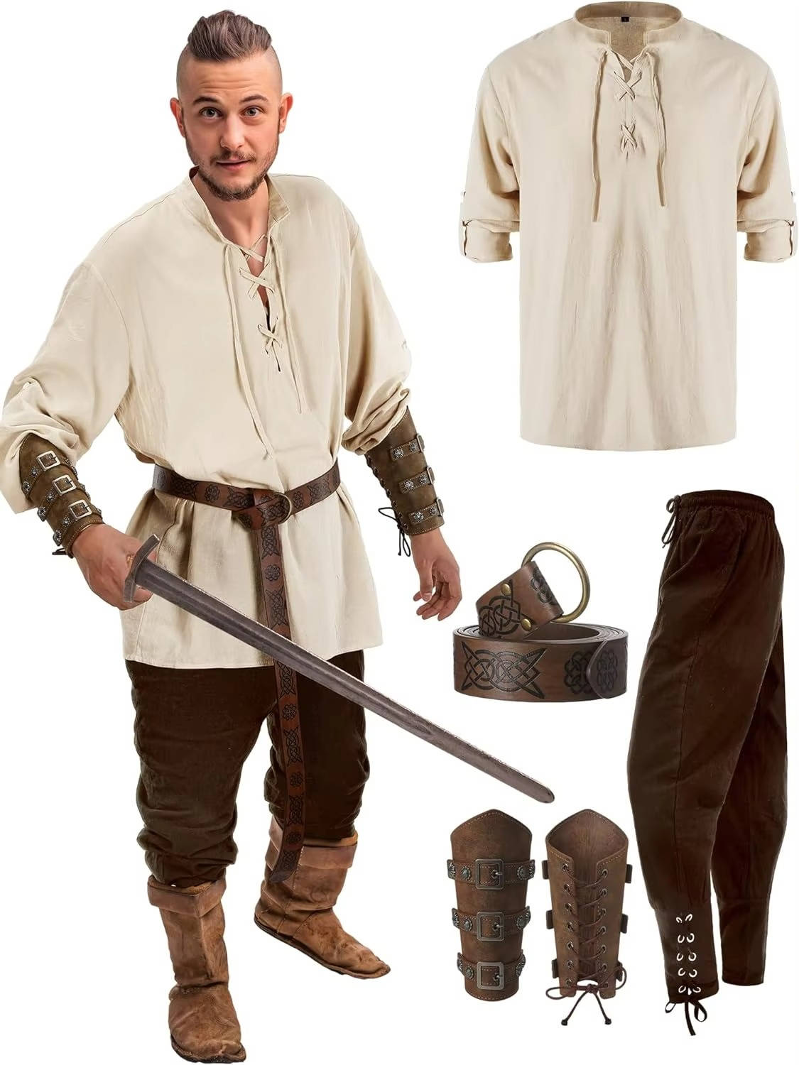 Men's Medieval Knight Halloween Costume Set - Luxicro