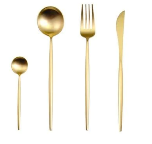 Luxury 24 Piece Gold Tone Silverware Set