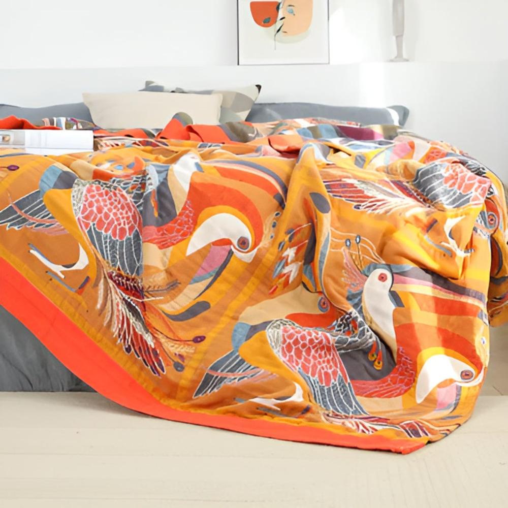 Colorful Tropical Bird Blanket - Luxicro