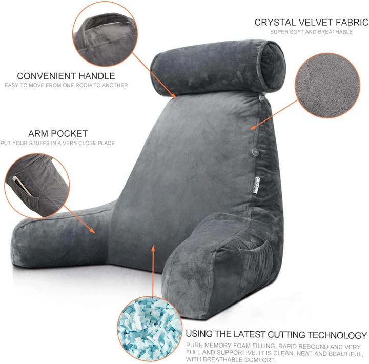 Comfortable Bed Rest Pillow with Supportive Arms