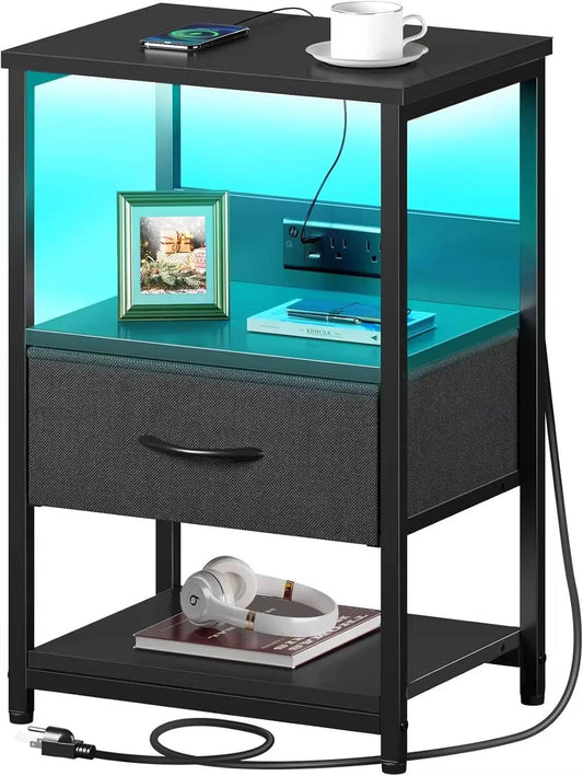 Bedside Table with USB Charger - Luxicro