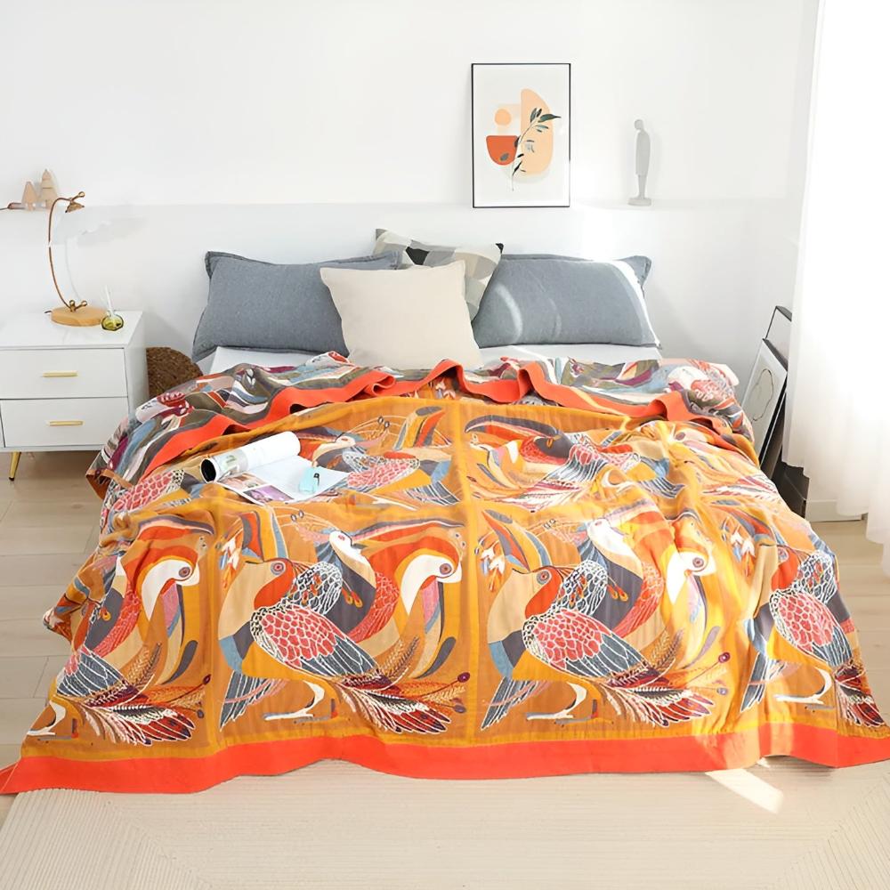 Colorful Tropical Bird Blanket