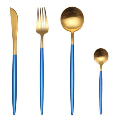 Luxury 24 Piece Gold Tone Silverware Set