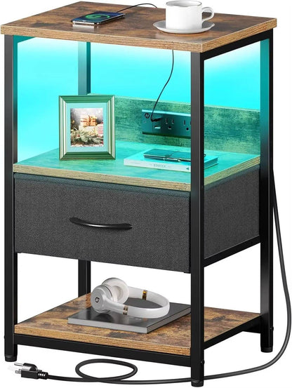Bedside Table with USB Charger