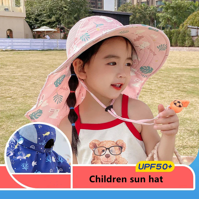 Children's UPF Summer Sun Cap with Adjustable Chin Strap - Luxicro