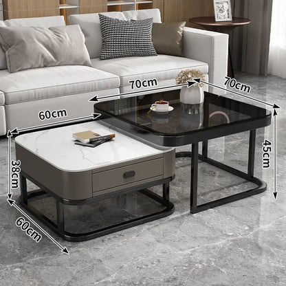Rustic 2-Level Solid Wood Coffee Table