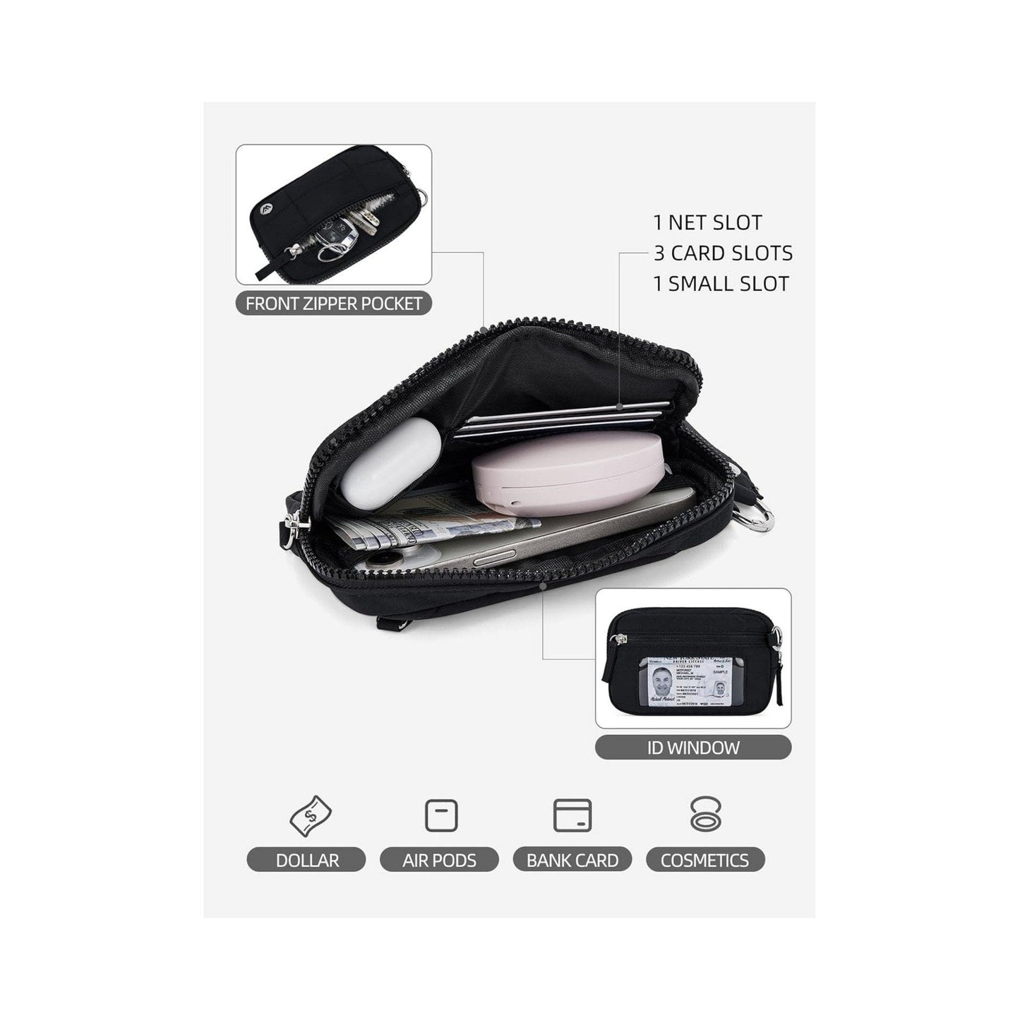 Stylish Women's Nylon Clutch Bag with Pockets