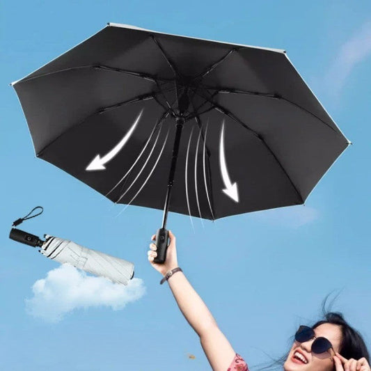 Compact Sun Protection Umbrella with Built-in USB Fan - Luxicro