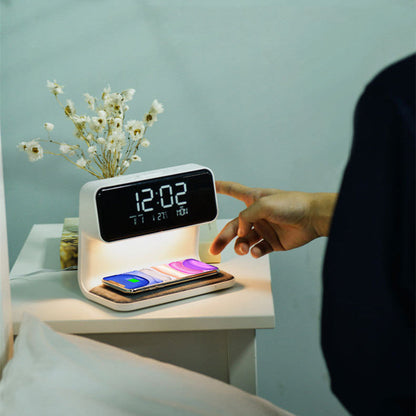 Compact Bedside Table Lamp with USB Charger and Clock