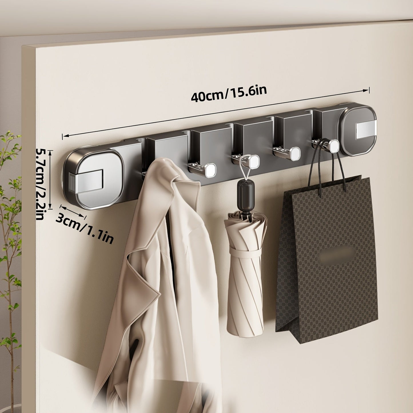 Simple Install 5 Hook Wall Mount Storage Rack