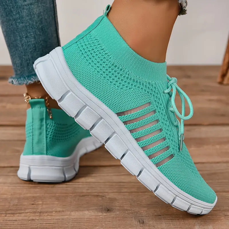 Breathable Mesh Lace-Up Sports Running Sneakers