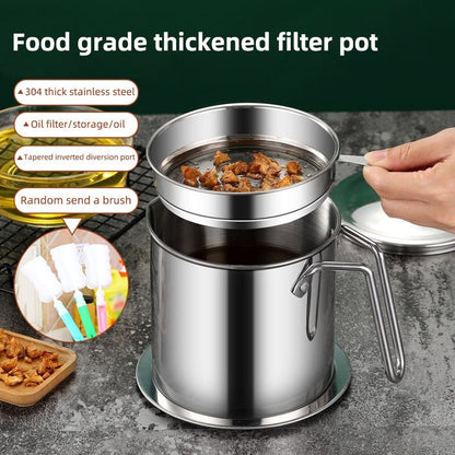 Heavy Duty Stainless Steel Oil Strainer Pot