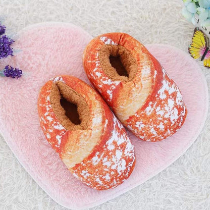 Cozy Fuzzy Bread Print Slippers