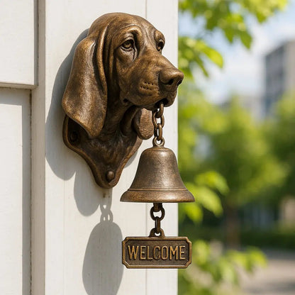 Traditional Bronze Wall Bell with Dog Design