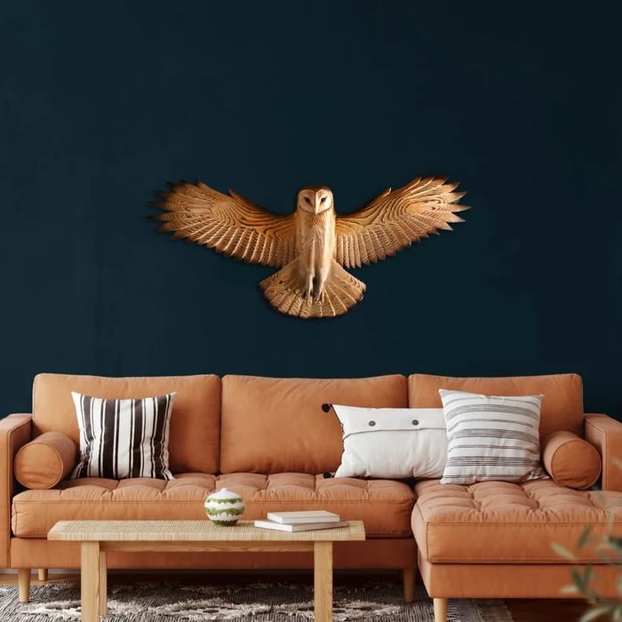 Rustic Wooden Owl Decor Wall Hanging