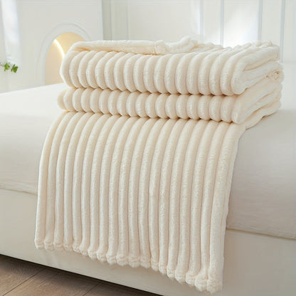 Soft Plush Throw Blanket with Woven Design