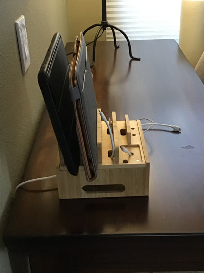 Eco Friendly Bamboo USB Charging Hub Organizer